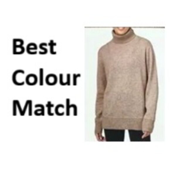 Bleu Gray Cashmere Merino Wool Sweater Tan Lightweight Turtleneck Women's Size M - Picture 3 of 13